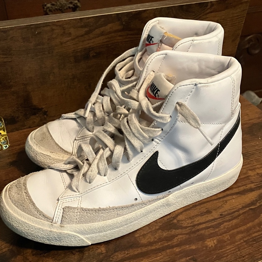 Nike White and Black High-Top Sneakers
